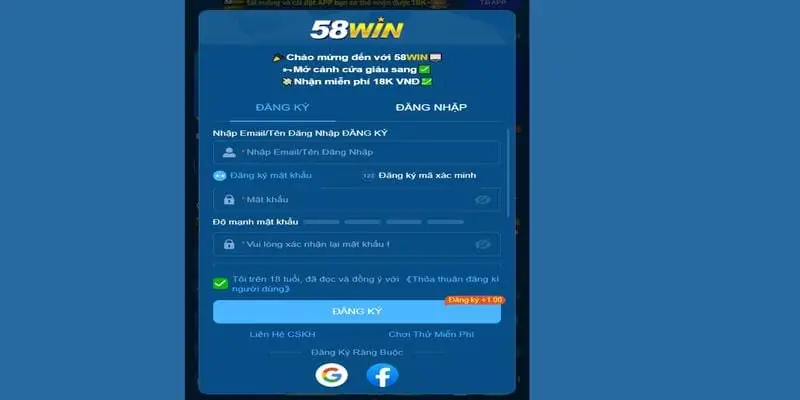 Hướng dẫn các bước mở tài khoản theo quy định từ 58Win